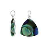 Sterling Silver Abalone Shell Triangular Pendant With Ocean-Inspired Elegance.